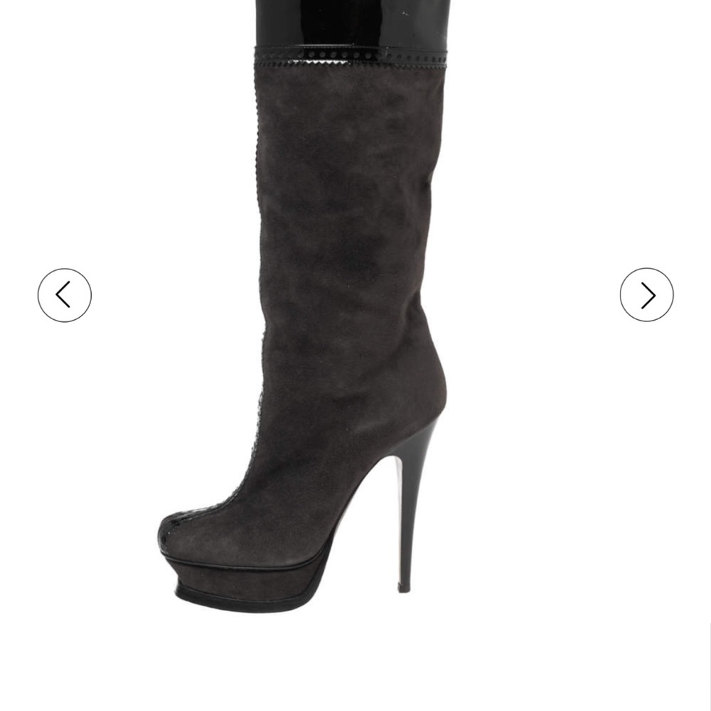 Yves Saint Laurent Black Suede Heeled Boots